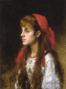 Un portrait de Russian Beauty girl Alexei Harlamov Peinture à l'huile